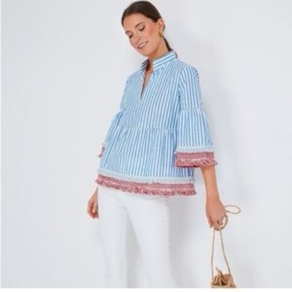 Savannah Stripe Quarter Length Crawford Blouse
